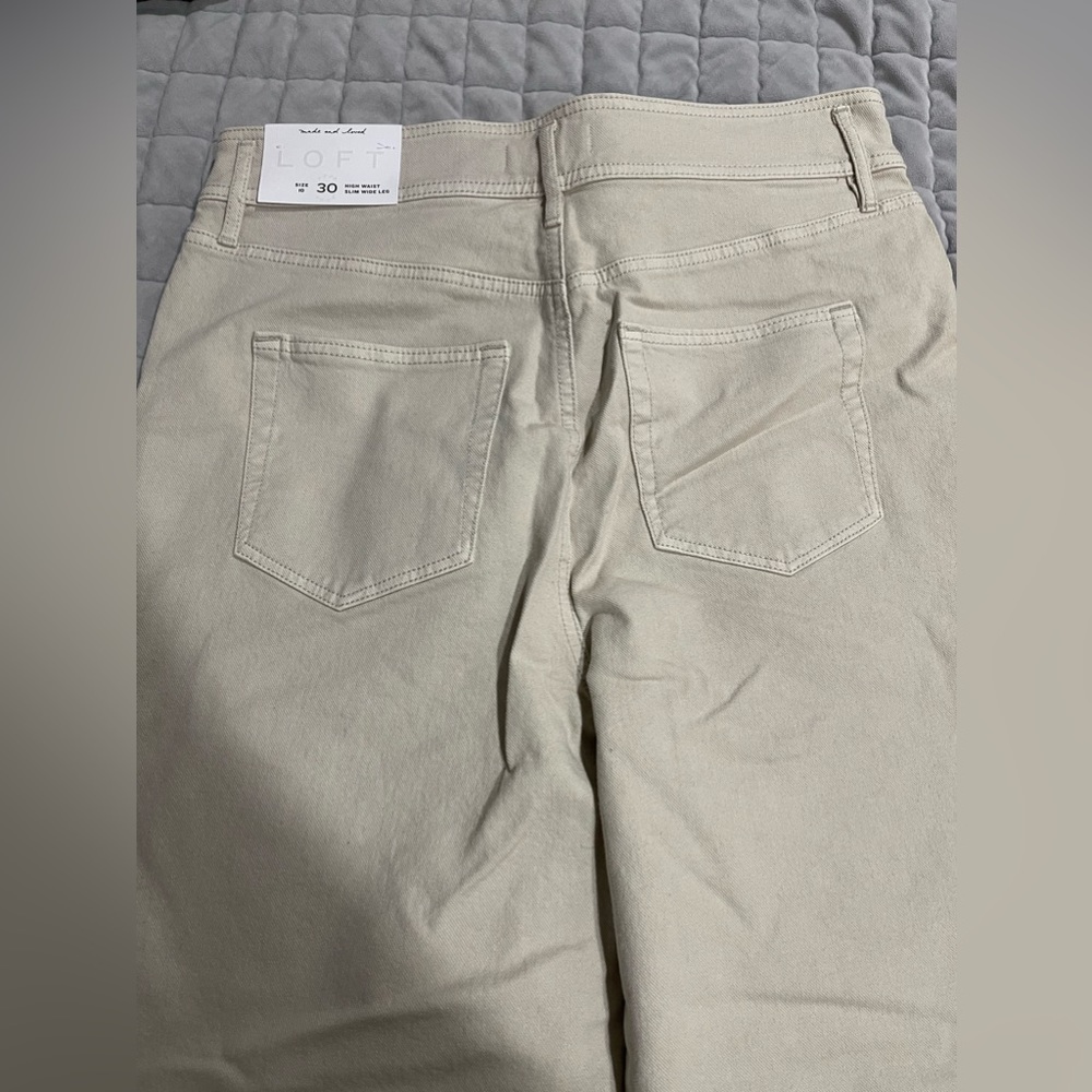 COPY - NWT Loft High rise wide leg jeans in light khaki - Picture 3 of 6